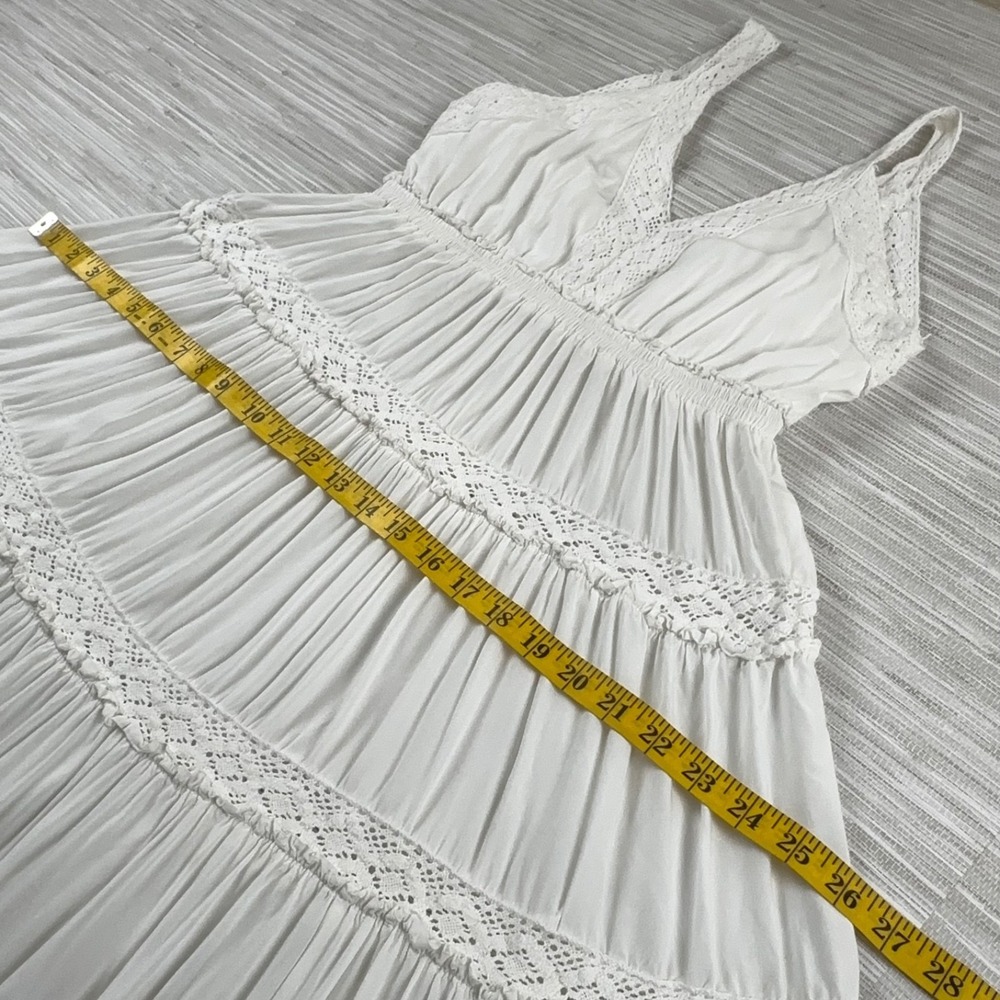 Festival Boho Western Coastal Cowgirl Maxi Dress Sz Small Tiered Crochet Cottage - Picture 4 of 7